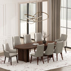 Manhattan Comfort Connie Modern Vegan Leather and Velvet Wood Armchair in Light Gray