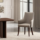 Manhattan Comfort Connie Modern Vegan Leather and Velvet Wood Armchair in Taupe