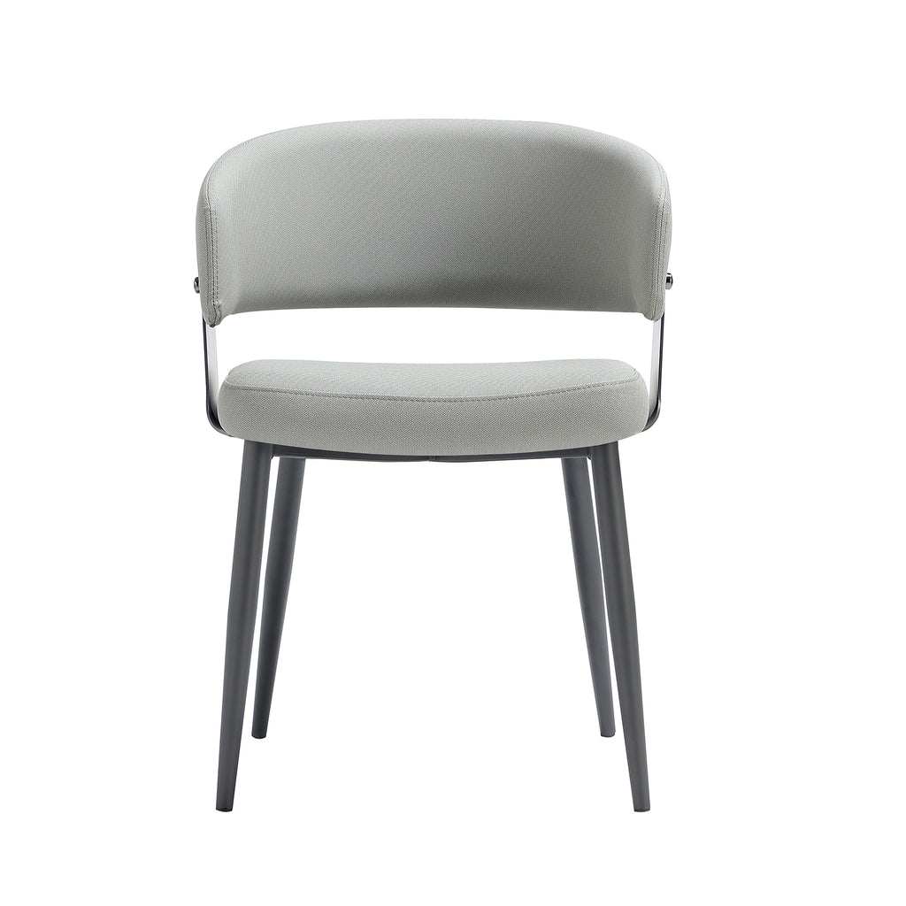 Manhattan Comfort Luce Modern Textured Vegan Leather Metal Dining Chair in Stone Gray