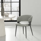Manhattan Comfort Luce Modern Textured Vegan Leather Metal Dining Chair in Stone Gray