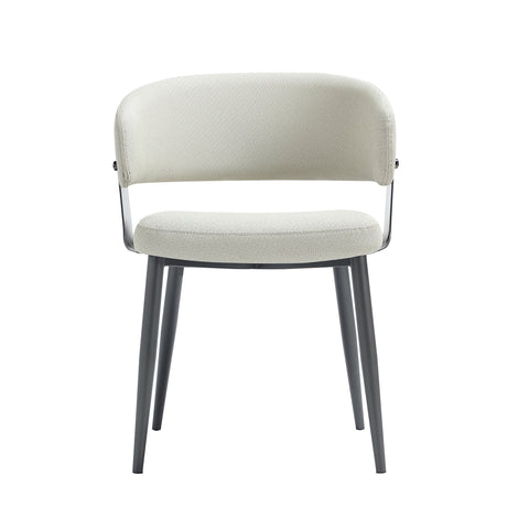 Manhattan Comfort Luce Modern Textured Vegan Leather Metal Dining Chair in Oatmeal