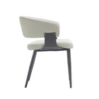 Manhattan Comfort Luce Modern Textured Vegan Leather Metal Dining Chair in Oatmeal