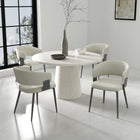 Manhattan Comfort Luce Modern Textured Vegan Leather Metal Dining Chair in Oatmeal