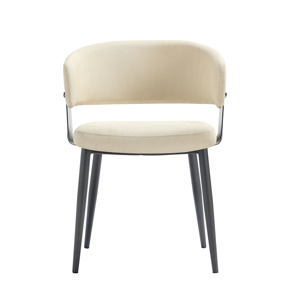 Manhattan Comfort Luce Modern Textured Vegan Leather Metal Dining Chair in Sand