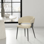 Manhattan Comfort Luce Modern Textured Vegan Leather Metal Dining Chair in Sand