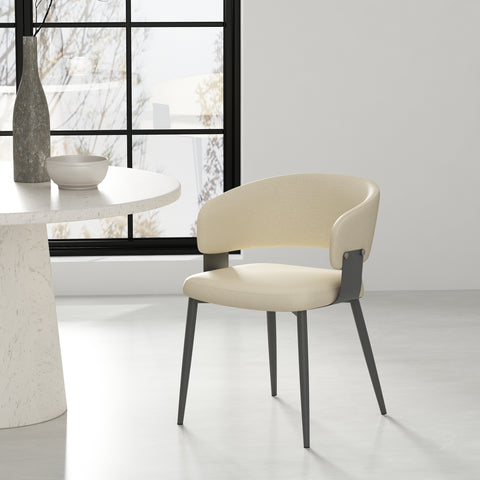 Manhattan Comfort Luce Modern Textured Vegan Leather Metal Dining Chair in Sand