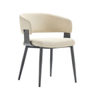 Manhattan Comfort Luce Modern Textured Vegan Leather Metal Dining Chair in Sand