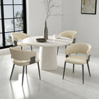 Manhattan Comfort Luce Modern Textured Vegan Leather Metal Dining Chair in Sand