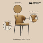 Manhattan Comfort Kirsten Modern Vegan Leather Metal Dining Chair in Camel - Set of 2