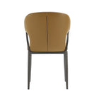 Manhattan Comfort Kirsten Modern Vegan Leather Metal Dining Chair in Camel - Set of 2