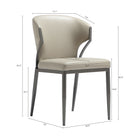 Manhattan Comfort Kirsten Modern Vegan Leather Metal Dining Chair in Light Gray - Set of 2