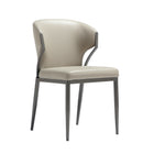 Manhattan Comfort Kirsten Modern Vegan Leather Metal Dining Chair in Light Gray - Set of 2