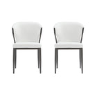 Manhattan Comfort Kirsten Modern Vegan Leather Metal Dining Chair in White - Set of 2