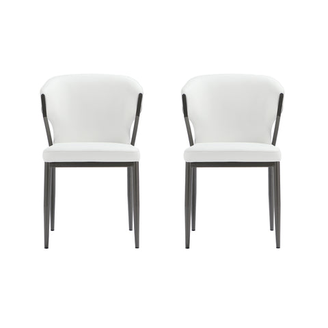 Manhattan Comfort Kirsten Modern Vegan Leather Metal Dining Chair in White - Set of 2