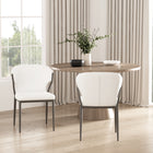 Manhattan Comfort Kirsten Modern Vegan Leather Metal Dining Chair in White - Set of 2