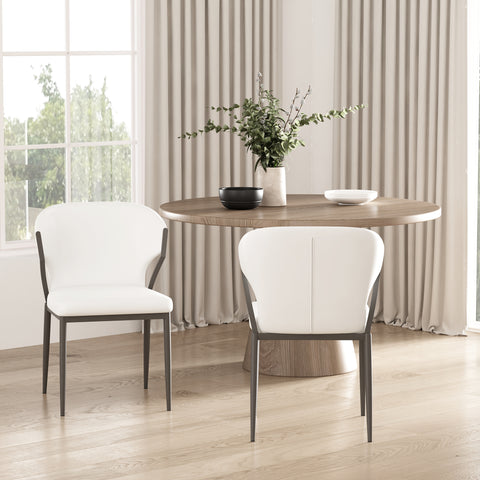 Manhattan Comfort Kirsten Modern Vegan Leather Metal Dining Chair in White - Set of 2