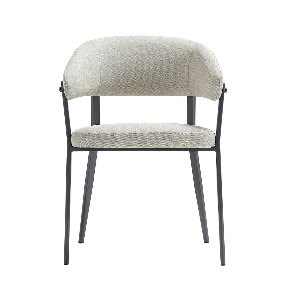 Manhattan Comfort Belle Modern Metal Upholstered Dining Chair in Oatmeal