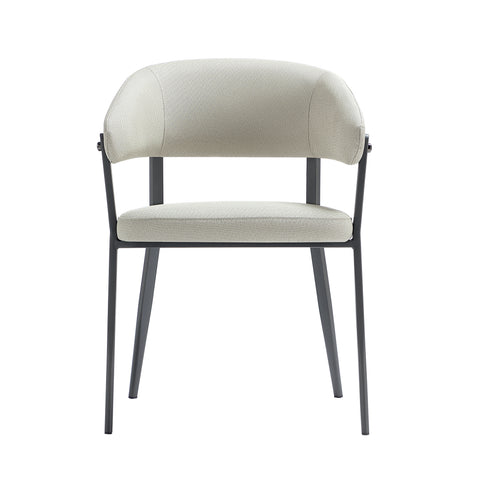 Manhattan Comfort Belle Modern Metal Upholstered Dining Chair in Oatmeal