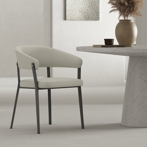Manhattan Comfort Belle Modern Metal Upholstered Dining Chair in Oatmeal