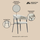 Manhattan Comfort Belle Modern Metal Upholstered Dining Chair in Oatmeal