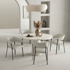 Manhattan Comfort Belle Modern Metal Upholstered Dining Chair in Oatmeal