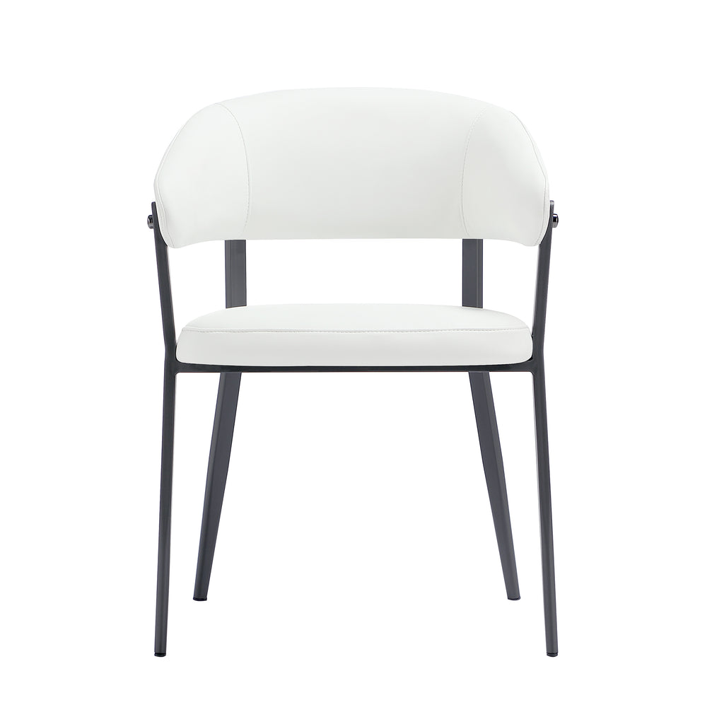 Manhattan Comfort Belle Modern Metal Upholstered Dining Chair in White