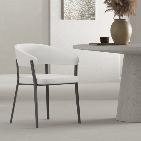 Manhattan Comfort Belle Modern Metal Upholstered Dining Chair in White