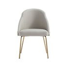 Manhattan Comfort Gracie Modern Vegan Leather Metal Dining Chair in Stone Gray and Gold