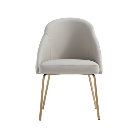 Manhattan Comfort Gracie Modern Vegan Leather Metal Dining Chair in Stone Gray and Gold