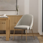 Manhattan Comfort Gracie Modern Vegan Leather Metal Dining Chair in Stone Gray and Gold