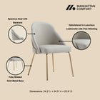 Manhattan Comfort Gracie Modern Vegan Leather Metal Dining Chair in Stone Gray and Gold