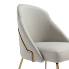 Manhattan Comfort Gracie Modern Vegan Leather Metal Dining Chair in Stone Gray and Gold