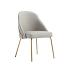 Manhattan Comfort Gracie Modern Vegan Leather Metal Dining Chair in Stone Gray and Gold