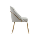 Manhattan Comfort Gracie Modern Vegan Leather Metal Dining Chair in Stone Gray and Gold