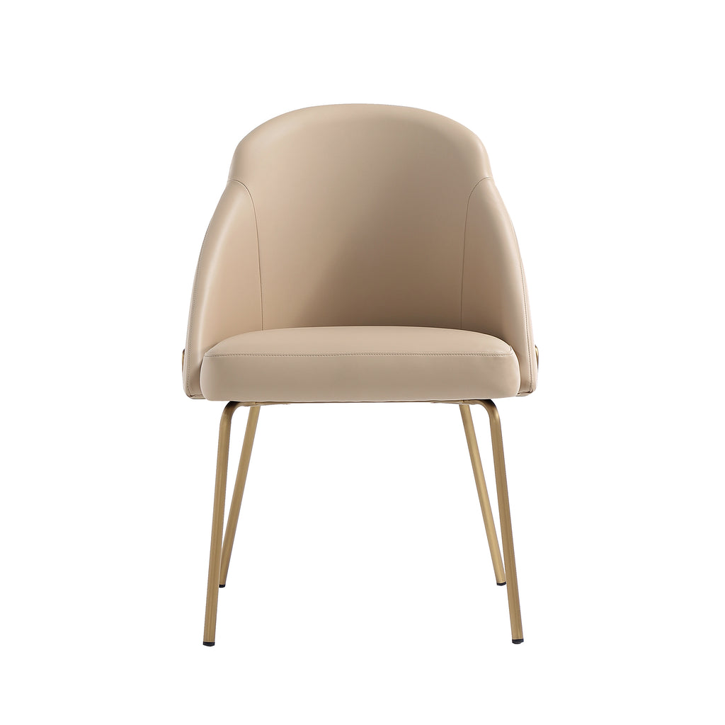 Manhattan Comfort Gracie Modern Vegan Leather Metal Dining Chair in Tan and Gold