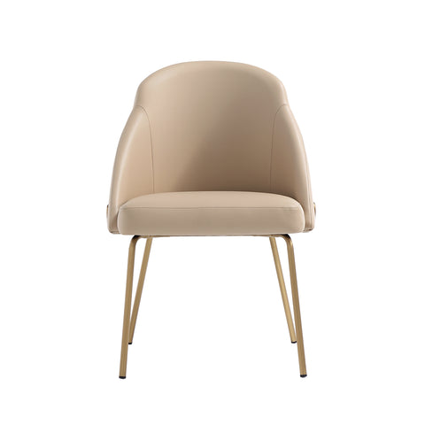 Manhattan Comfort Gracie Modern Vegan Leather Metal Dining Chair in Tan and Gold