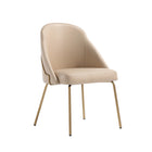 Manhattan Comfort Gracie Modern Vegan Leather Metal Dining Chair in Tan and Gold