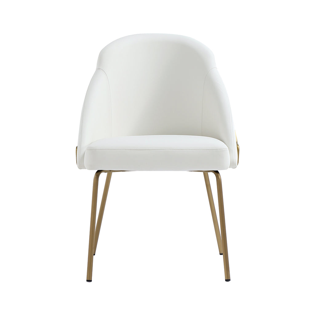 Manhattan Comfort Gracie Modern Vegan Leather Metal Dining Chair in White and Gold