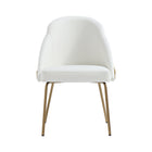 Manhattan Comfort Gracie Modern Vegan Leather Metal Dining Chair in White and Gold