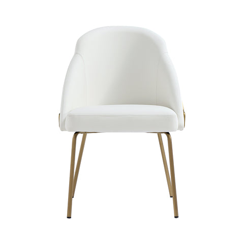 Manhattan Comfort Gracie Modern Vegan Leather Metal Dining Chair in White and Gold
