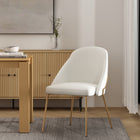 Manhattan Comfort Gracie Modern Vegan Leather Metal Dining Chair in White and Gold