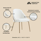 Manhattan Comfort Gracie Modern Vegan Leather Metal Dining Chair in White and Gold