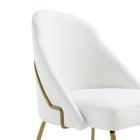Manhattan Comfort Gracie Modern Vegan Leather Metal Dining Chair in White and Gold