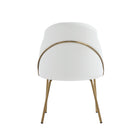 Manhattan Comfort Gracie Modern Vegan Leather Metal Dining Chair in White and Gold
