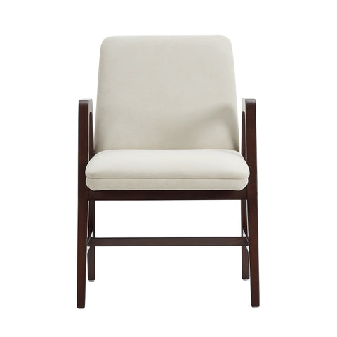 Manhattan Comfort Stella Modern Velvet Wood Armchair in Cream
