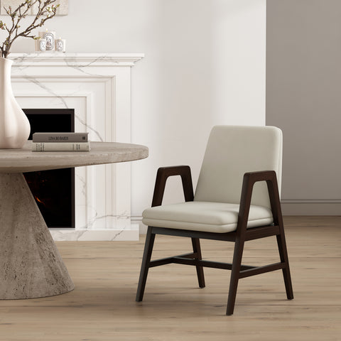 Manhattan Comfort Stella Modern Velvet Wood Armchair in Cream