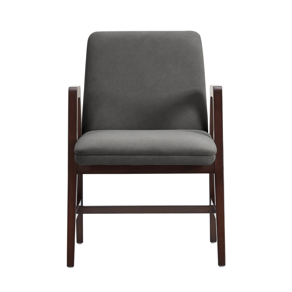 Manhattan Comfort Stella Modern Velvet Wood Armchair in Graphite