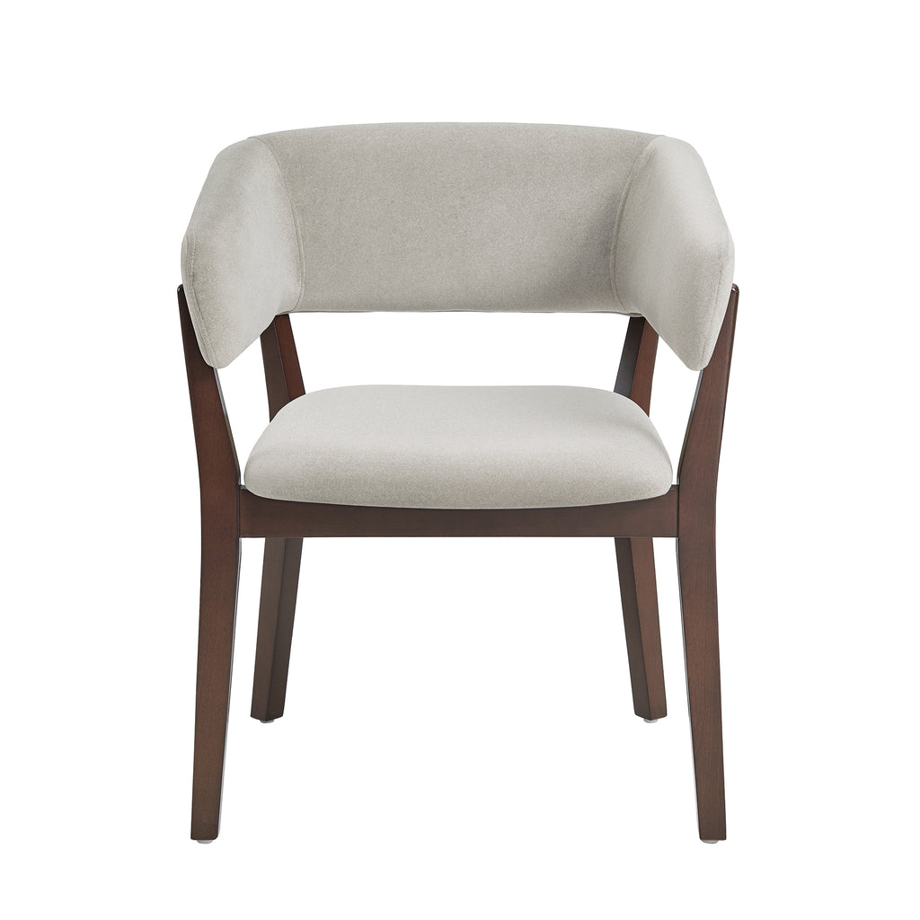 Manhattan Comfort Blake Modern Faux Mohair Wood Armchair in Greige