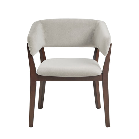 Manhattan Comfort Blake Modern Faux Mohair Wood Armchair in Greige