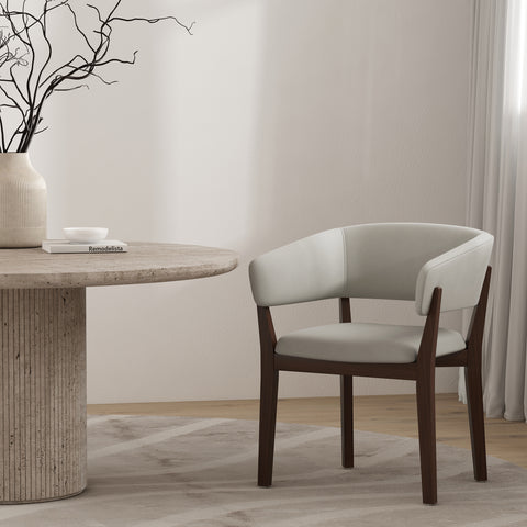 Manhattan Comfort Blake Modern Faux Mohair Wood Armchair in Greige